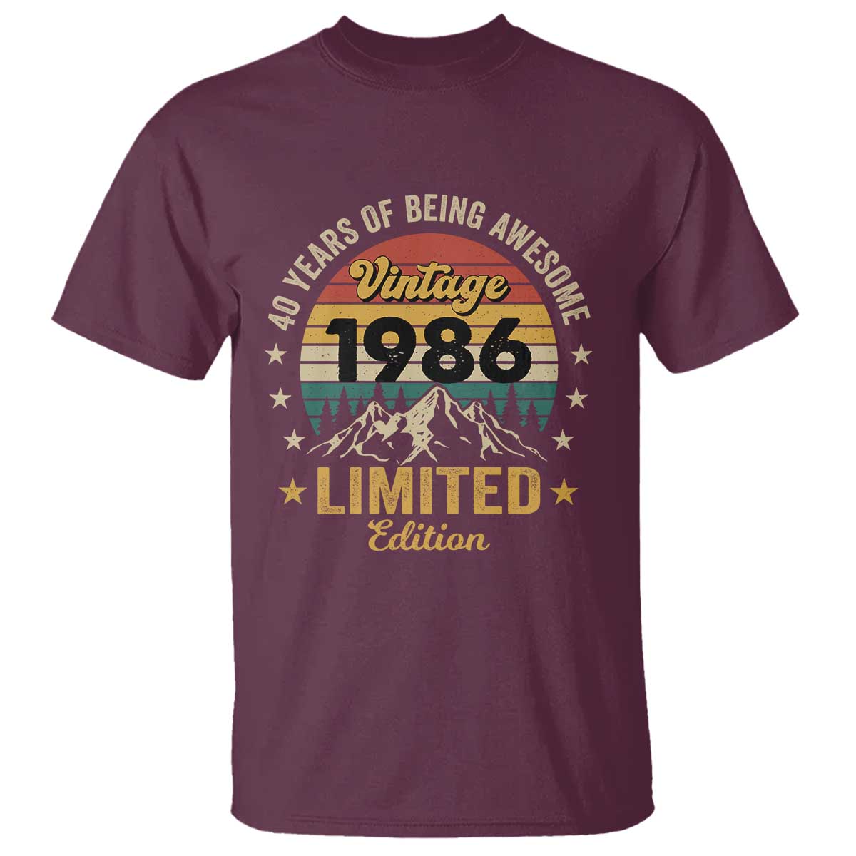 40th Birthday T Shirt Vintage 1986 Limited Edition Retro 40 Years Of Being Awesome Mountain