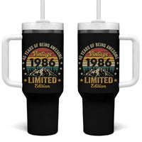 40th Birthday Tumbler With Handle Vintage 1986 Limited Edition Retro 40 Years Of Being Awesome Mountain
