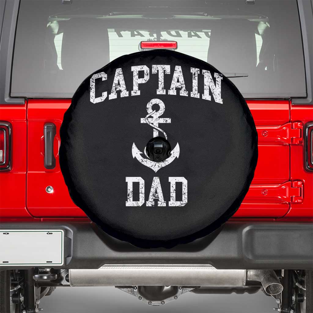 Captain Dad Spare Tire Cover Boat Pontoon Father Fishing Sailor