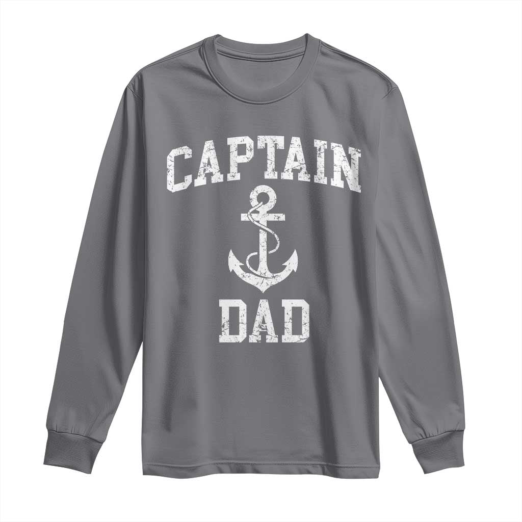Captain Dad Long Sleeve Shirt Boat Pontoon Father Fishing Sailor