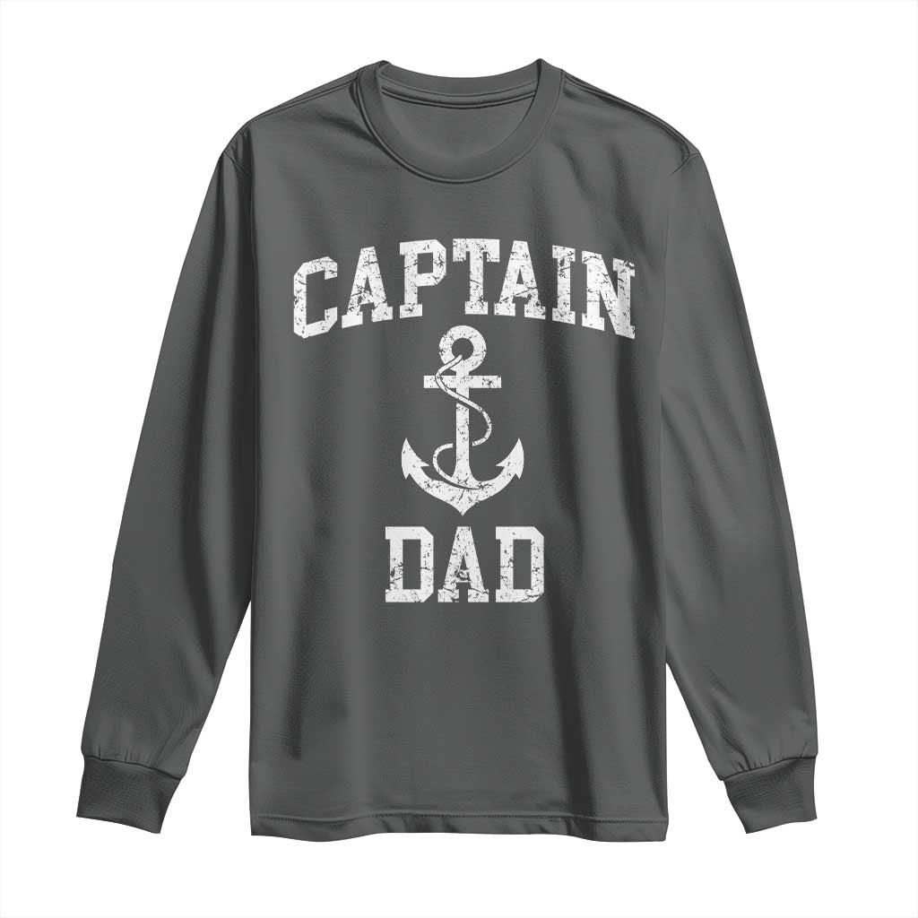 Captain Dad Long Sleeve Shirt Boat Pontoon Father Fishing Sailor