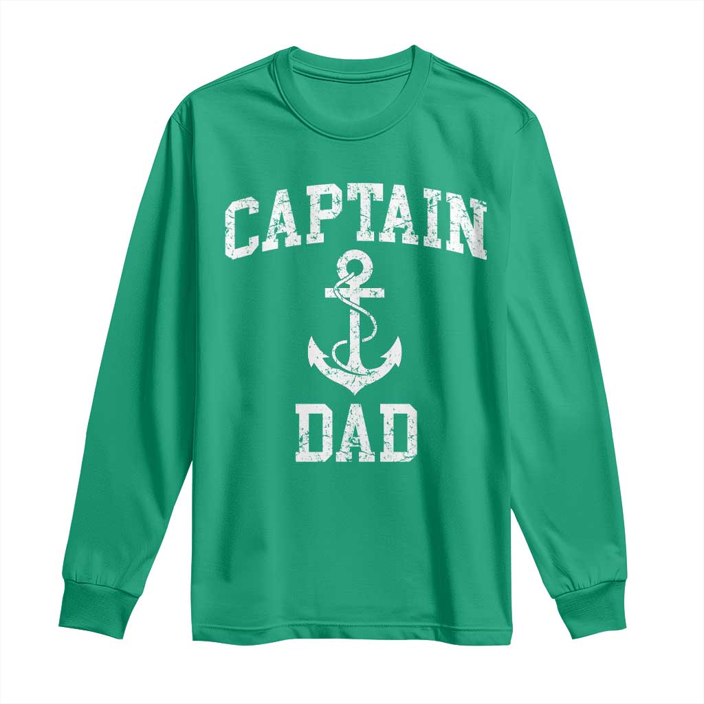 Captain Dad Long Sleeve Shirt Boat Pontoon Father Fishing Sailor