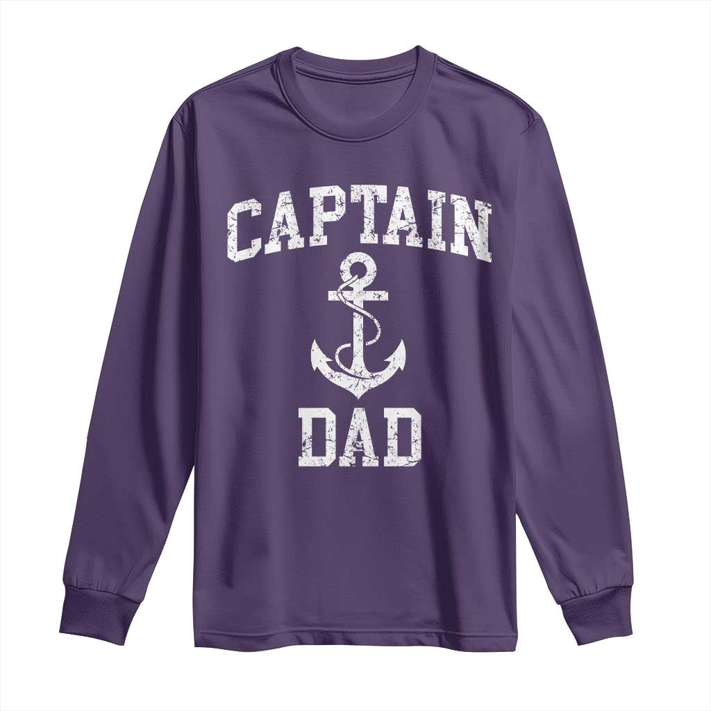 Captain Dad Long Sleeve Shirt Boat Pontoon Father Fishing Sailor