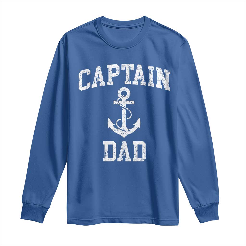 Captain Dad Long Sleeve Shirt Boat Pontoon Father Fishing Sailor