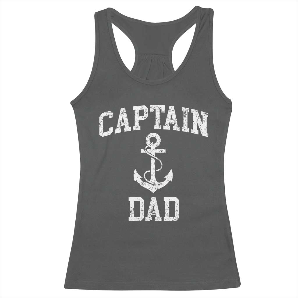 Captain Dad Racerback Tank Top Boat Pontoon Father Fishing Sailor