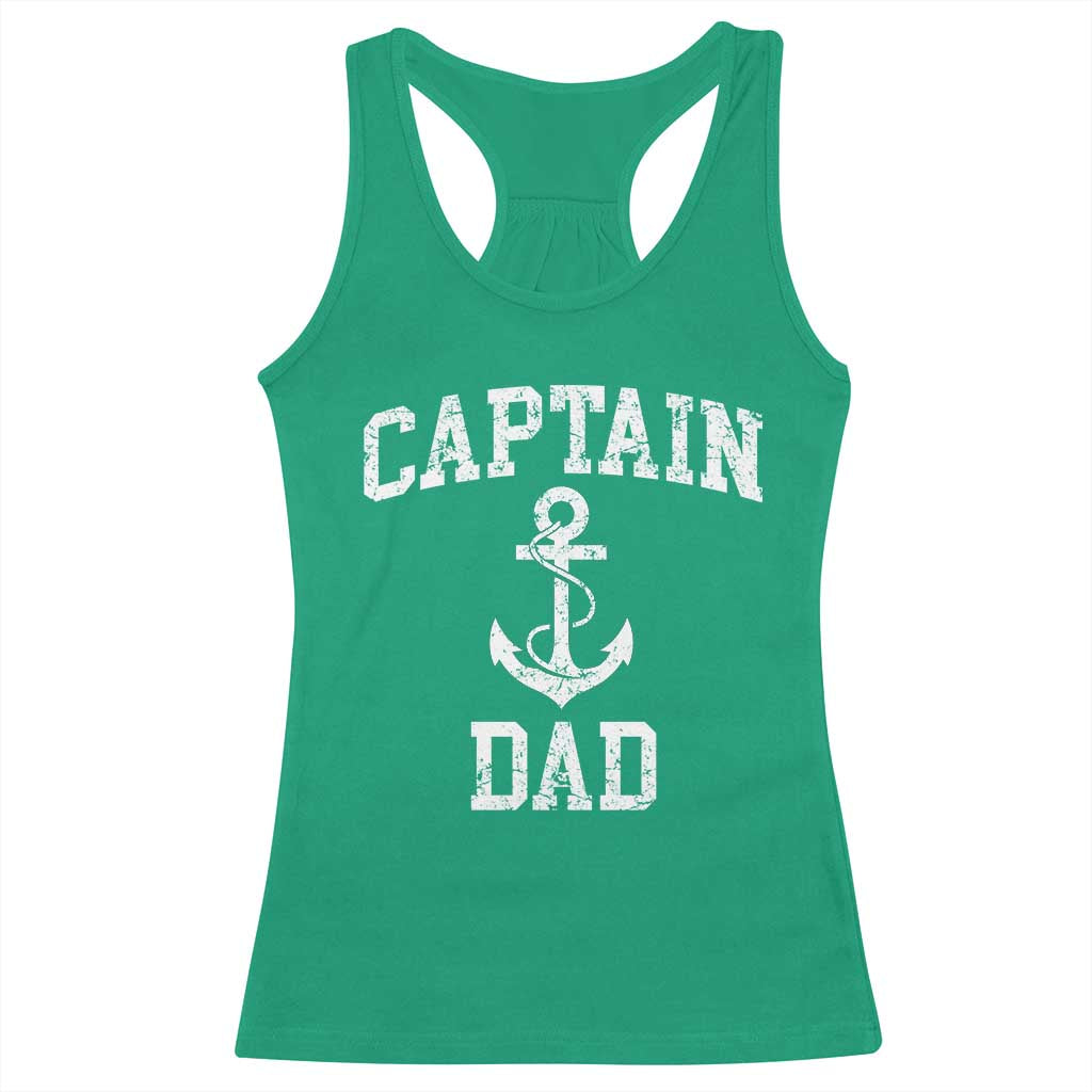 Captain Dad Racerback Tank Top Boat Pontoon Father Fishing Sailor
