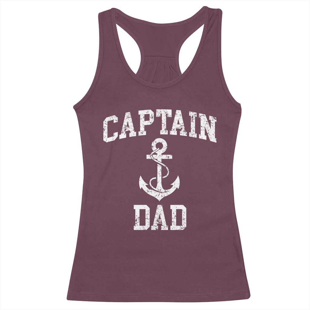 Captain Dad Racerback Tank Top Boat Pontoon Father Fishing Sailor