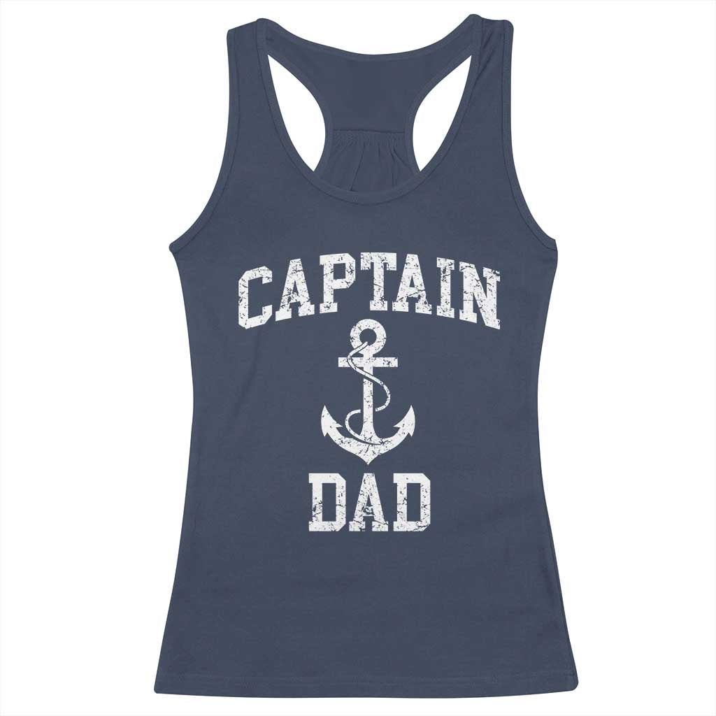 Captain Dad Racerback Tank Top Boat Pontoon Father Fishing Sailor