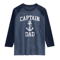 Captain Dad Raglan Shirt Boat Pontoon Father Fishing Sailor