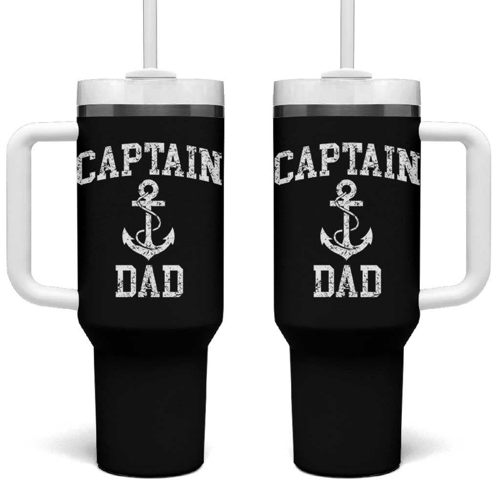 Captain Dad Tumbler With Handle Boat Pontoon Father Fishing Sailor