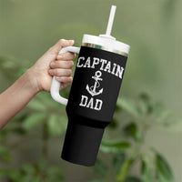 Captain Dad Tumbler With Handle Boat Pontoon Father Fishing Sailor