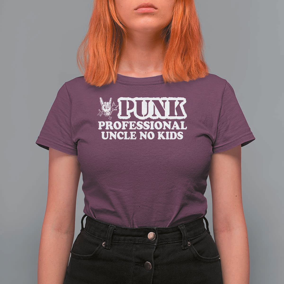 Funny Uncle T Shirt For Women Professional Uncle No Kids Rock Hand Sign - Wonder Print Shop