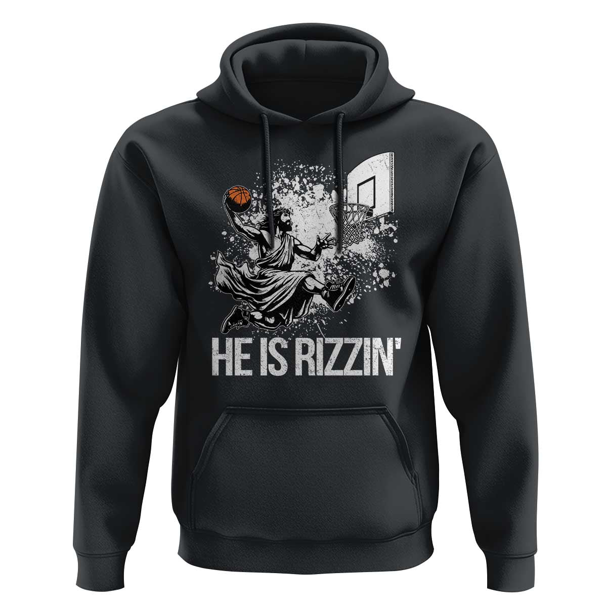Funny Jesus Basketball Hoodie He Is Rizzin Sport Player Meme