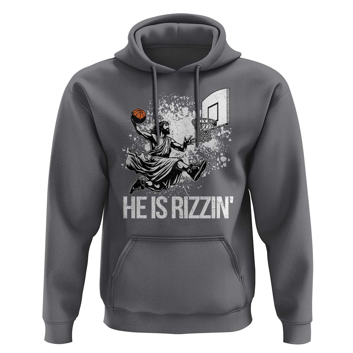 Funny Jesus Basketball Hoodie He Is Rizzin Sport Player Meme