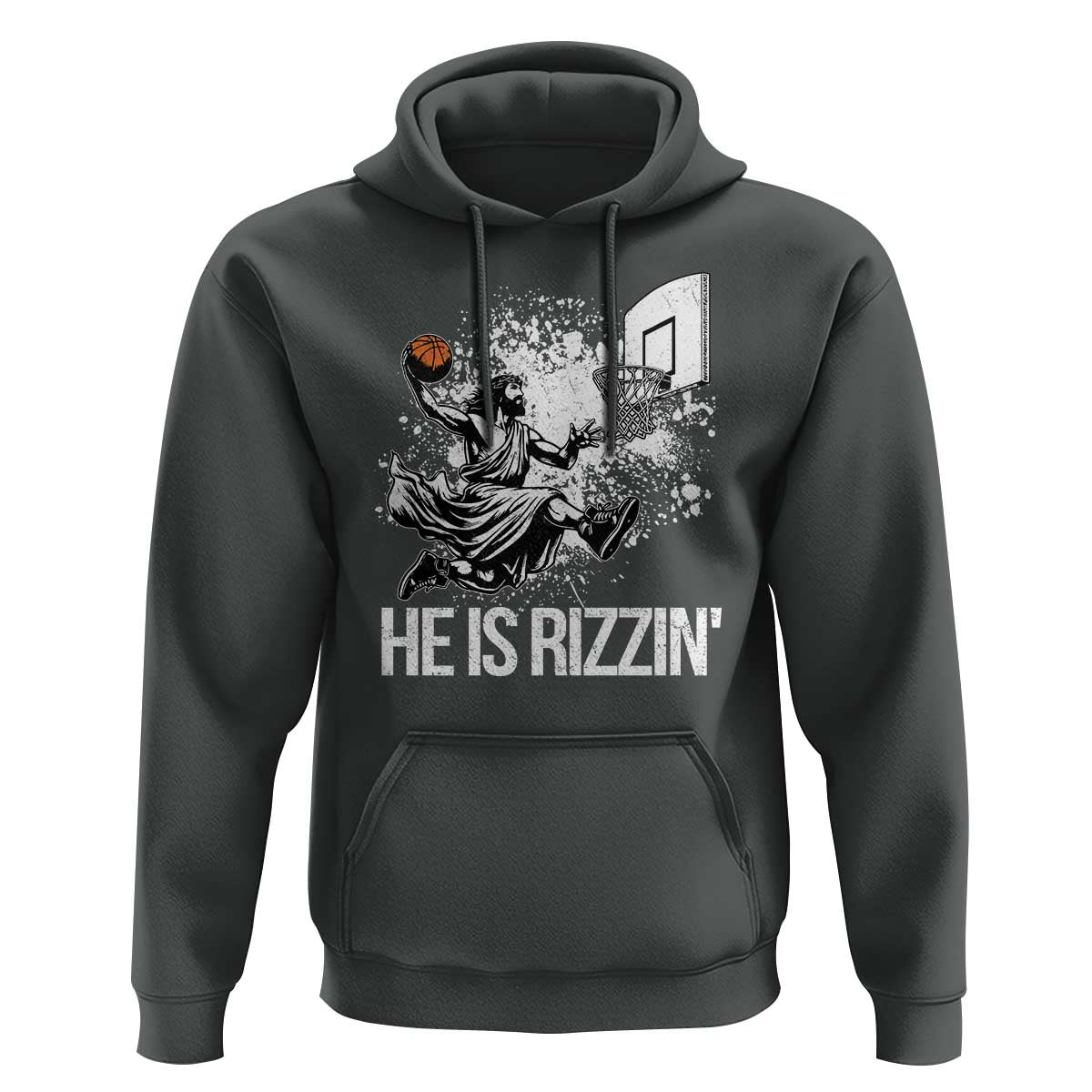 Funny Jesus Basketball Hoodie He Is Rizzin Sport Player Meme