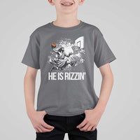 Funny Jesus Basketball T Shirt For Kid He Is Rizzin Sport Player Meme - Wonder Print Shop
