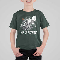 Funny Jesus Basketball T Shirt For Kid He Is Rizzin Sport Player Meme - Wonder Print Shop