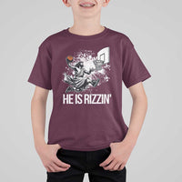 Funny Jesus Basketball T Shirt For Kid He Is Rizzin Sport Player Meme - Wonder Print Shop