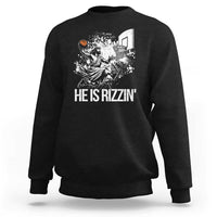 Funny Jesus Basketball Sweatshirt He Is Rizzin Sport Player Meme - Wonder Print Shop