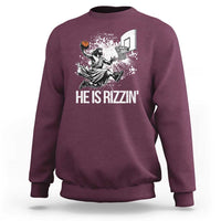 Funny Jesus Basketball Sweatshirt He Is Rizzin Sport Player Meme - Wonder Print Shop