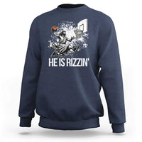 Funny Jesus Basketball Sweatshirt He Is Rizzin Sport Player Meme - Wonder Print Shop