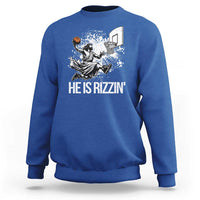 Funny Jesus Basketball Sweatshirt He Is Rizzin Sport Player Meme - Wonder Print Shop