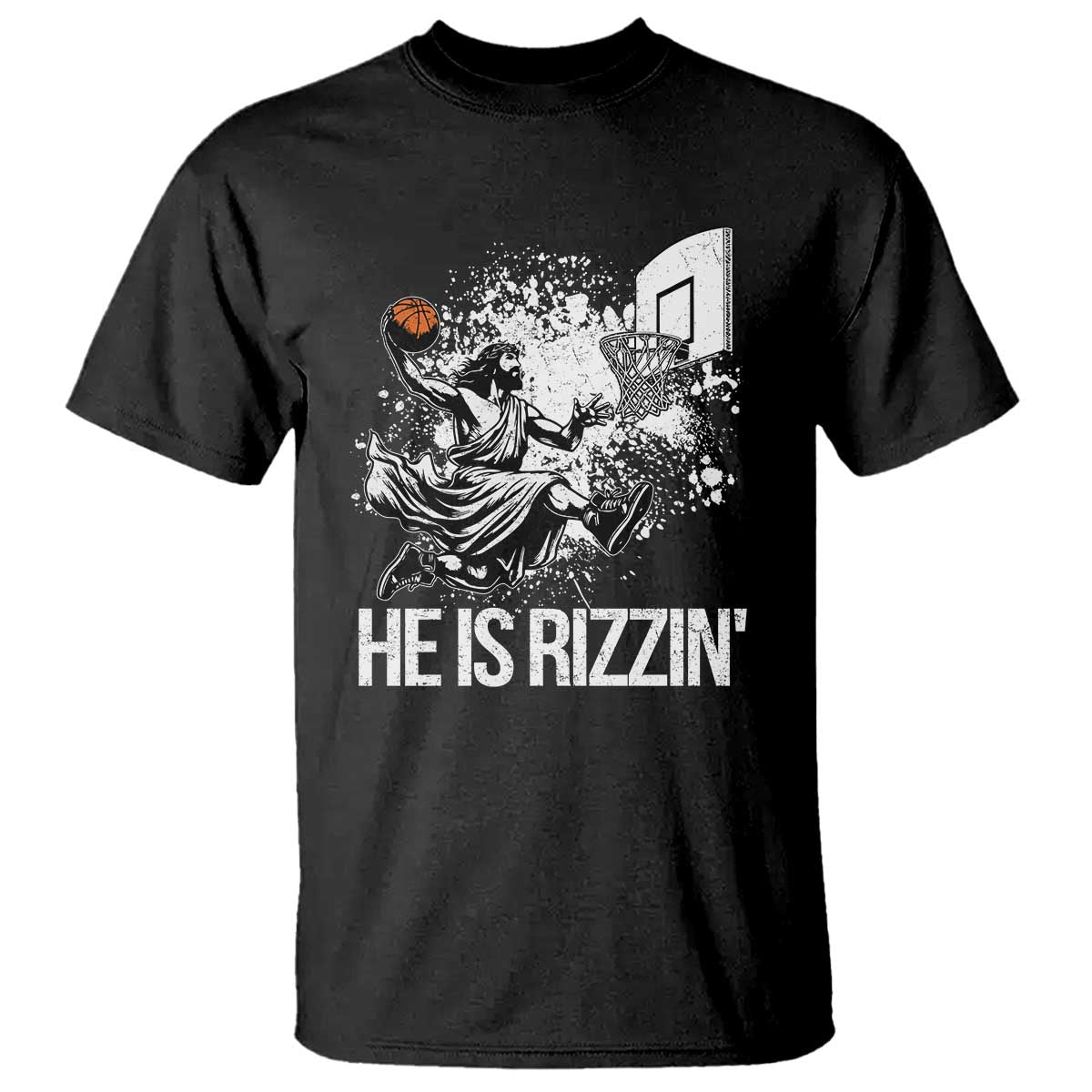 Funny Jesus Basketball T Shirt He Is Rizzin Sport Player Meme - Wonder Print Shop
