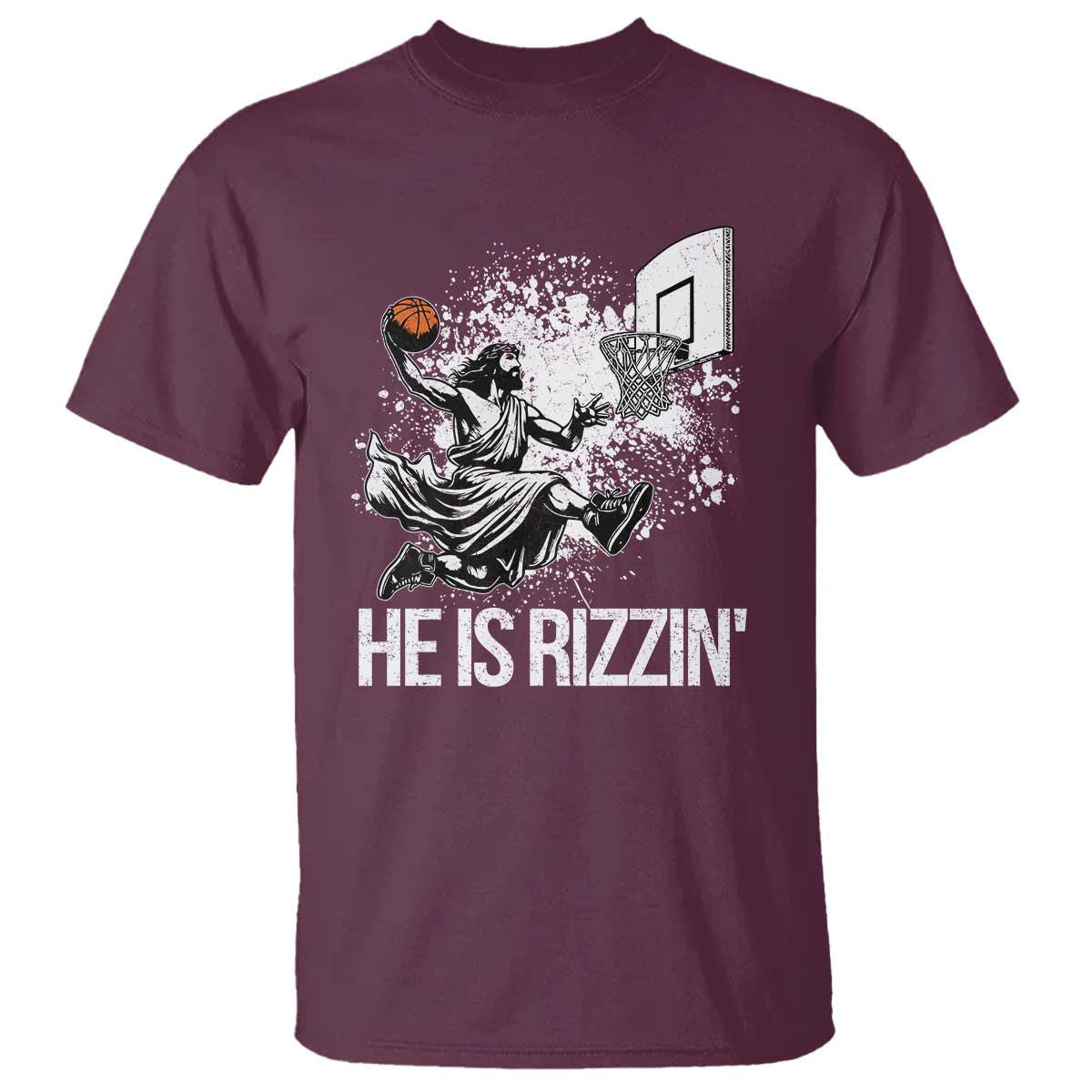 Funny Jesus Basketball T Shirt He Is Rizzin Sport Player Meme - Wonder Print Shop