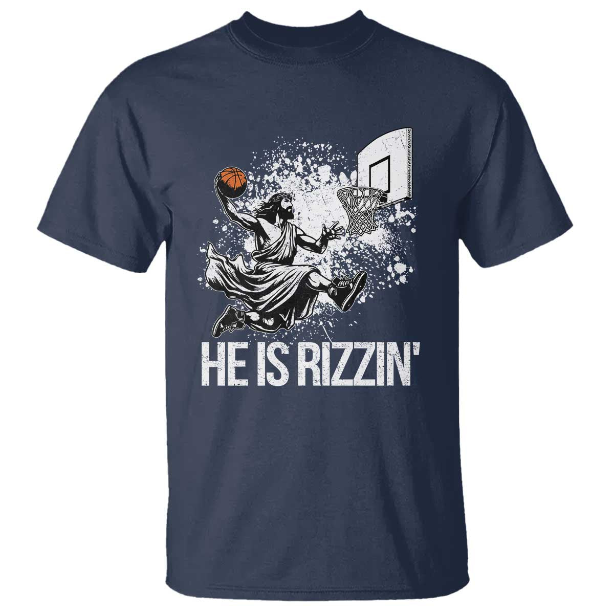 Funny Jesus Basketball T Shirt He Is Rizzin Sport Player Meme - Wonder Print Shop
