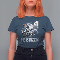 Funny Jesus Basketball T Shirt For Women He Is Rizzin Sport Player Meme - Wonder Print Shop