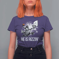 Funny Jesus Basketball T Shirt For Women He Is Rizzin Sport Player Meme - Wonder Print Shop