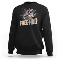 Funny Wrestling Sweatshirt Free Hug Vintage Wrestler - Wonder Print Shop