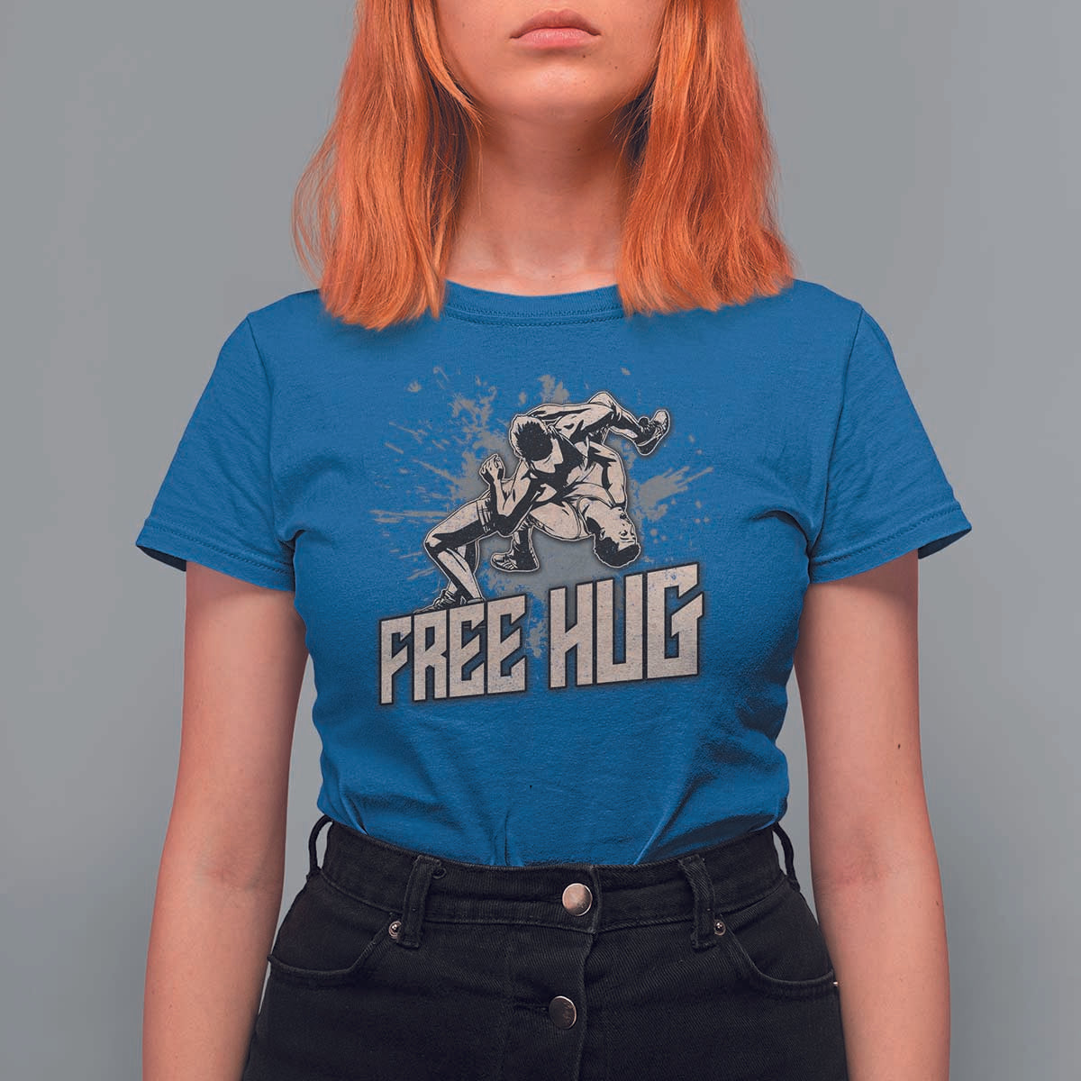 Funny Wrestling T Shirt For Women Free Hug Vintage Wrestler - Wonder Print Shop