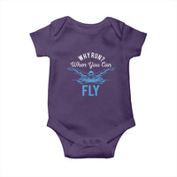 Funny Swimmer Baby Onesie Why Run When You Can Fly Pool Swimming Butterfly - Wonder Print Shop