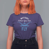 Funny Swimmer T Shirt For Women Why Run When You Can Fly Pool Swimming Butterfly - Wonder Print Shop