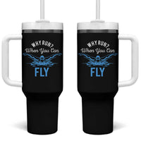 Funny Swimmer Tumbler With Handle Why Run When You Can Fly Pool Swimming Butterfly - Wonder Print Shop