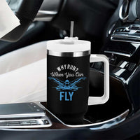 Funny Swimmer Tumbler With Handle Why Run When You Can Fly Pool Swimming Butterfly - Wonder Print Shop