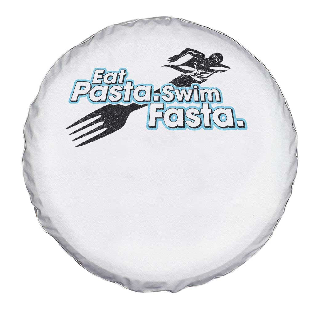 Funny Swimmer Spare Tire Cover Eat Pasta Swim Fasta Fork Swimming - Wonder Print Shop