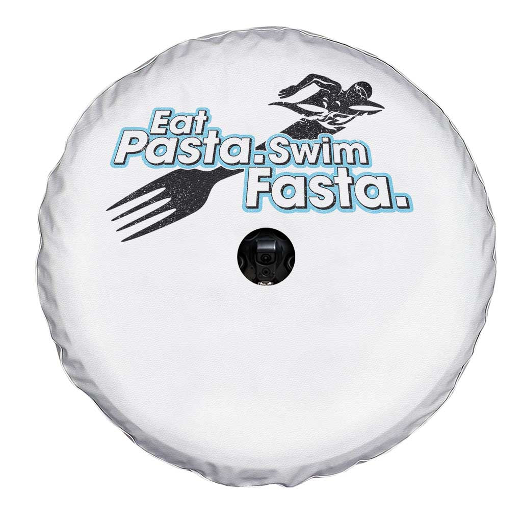 Funny Swimmer Spare Tire Cover Eat Pasta Swim Fasta Fork Swimming - Wonder Print Shop
