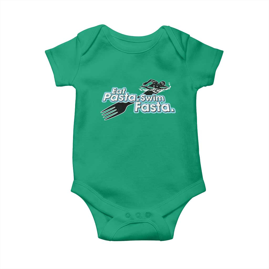 Funny Swimmer Baby Onesie Eat Pasta Swim Fasta Fork Swimming - Wonder Print Shop