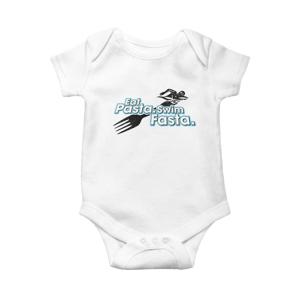 Funny Swimmer Baby Onesie Eat Pasta Swim Fasta Fork Swimming - Wonder Print Shop