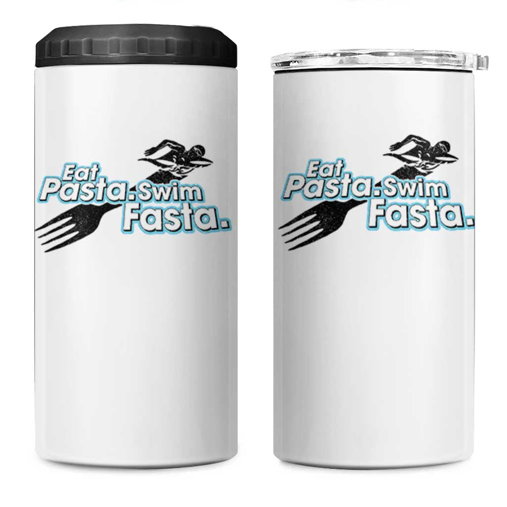 Funny Swimmer 4 in 1 Can Cooler Tumbler Eat Pasta Swim Fasta Fork Swimming - Wonder Print Shop