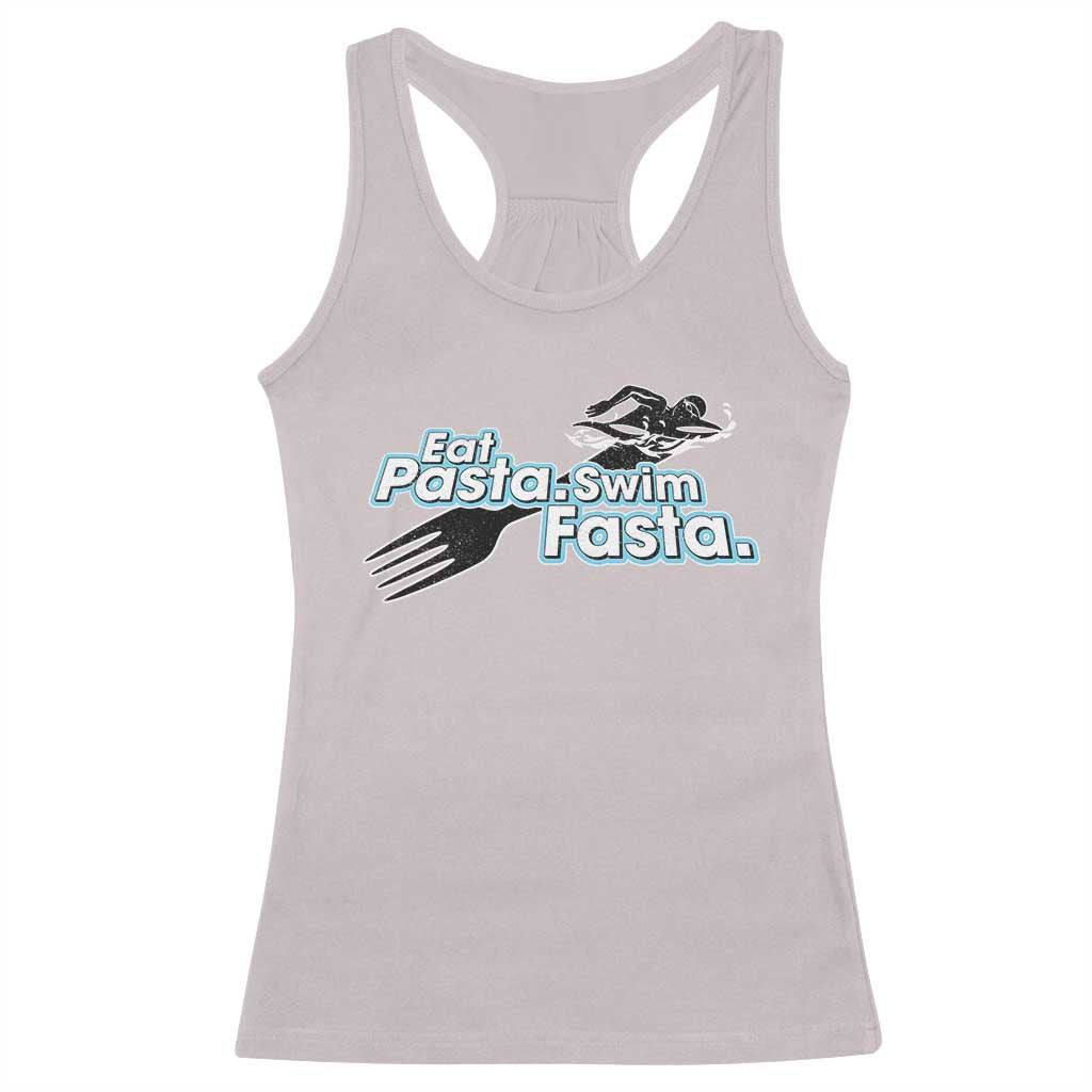 Funny Swimmer Racerback Tank Top Eat Pasta Swim Fasta Fork Swimming - Wonder Print Shop