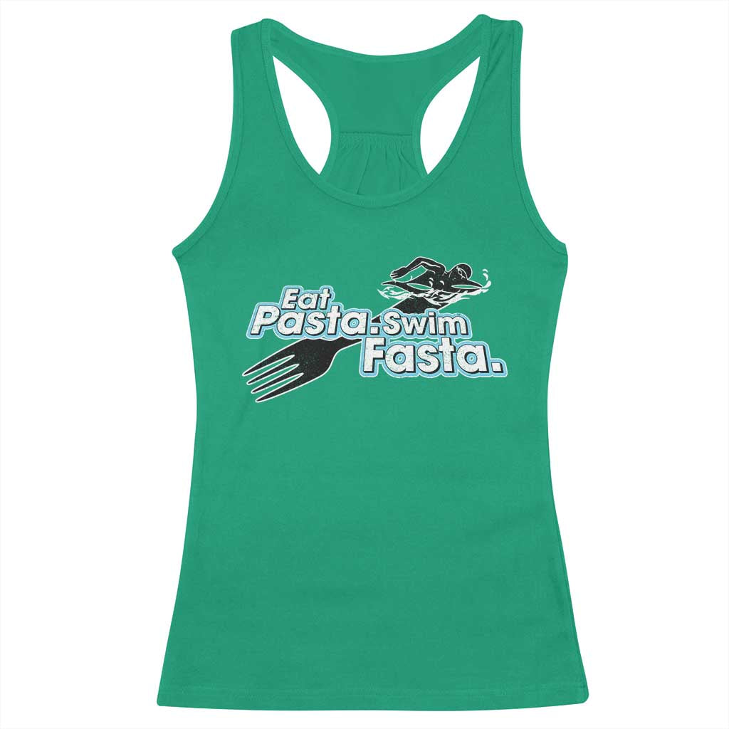 Funny Swimmer Racerback Tank Top Eat Pasta Swim Fasta Fork Swimming - Wonder Print Shop
