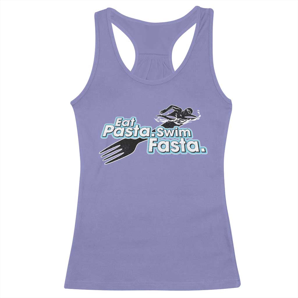Funny Swimmer Racerback Tank Top Eat Pasta Swim Fasta Fork Swimming - Wonder Print Shop