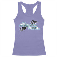 Funny Swimmer Racerback Tank Top Eat Pasta Swim Fasta Fork Swimming - Wonder Print Shop
