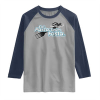 Funny Swimmer Raglan Shirt Eat Pasta Swim Fasta Fork Swimming - Wonder Print Shop