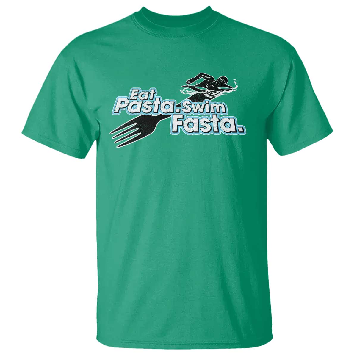 Funny Swimmer T Shirt Eat Pasta Swim Fasta Fork Swimming - Wonder Print Shop