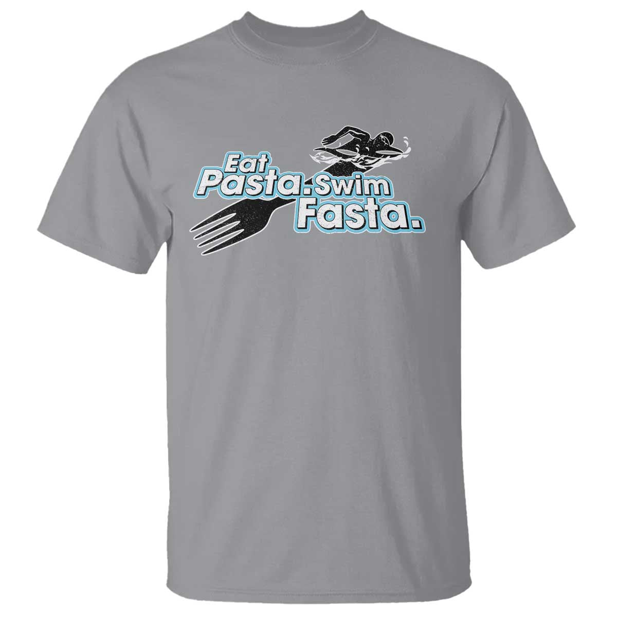 Funny Swimmer T Shirt Eat Pasta Swim Fasta Fork Swimming - Wonder Print Shop