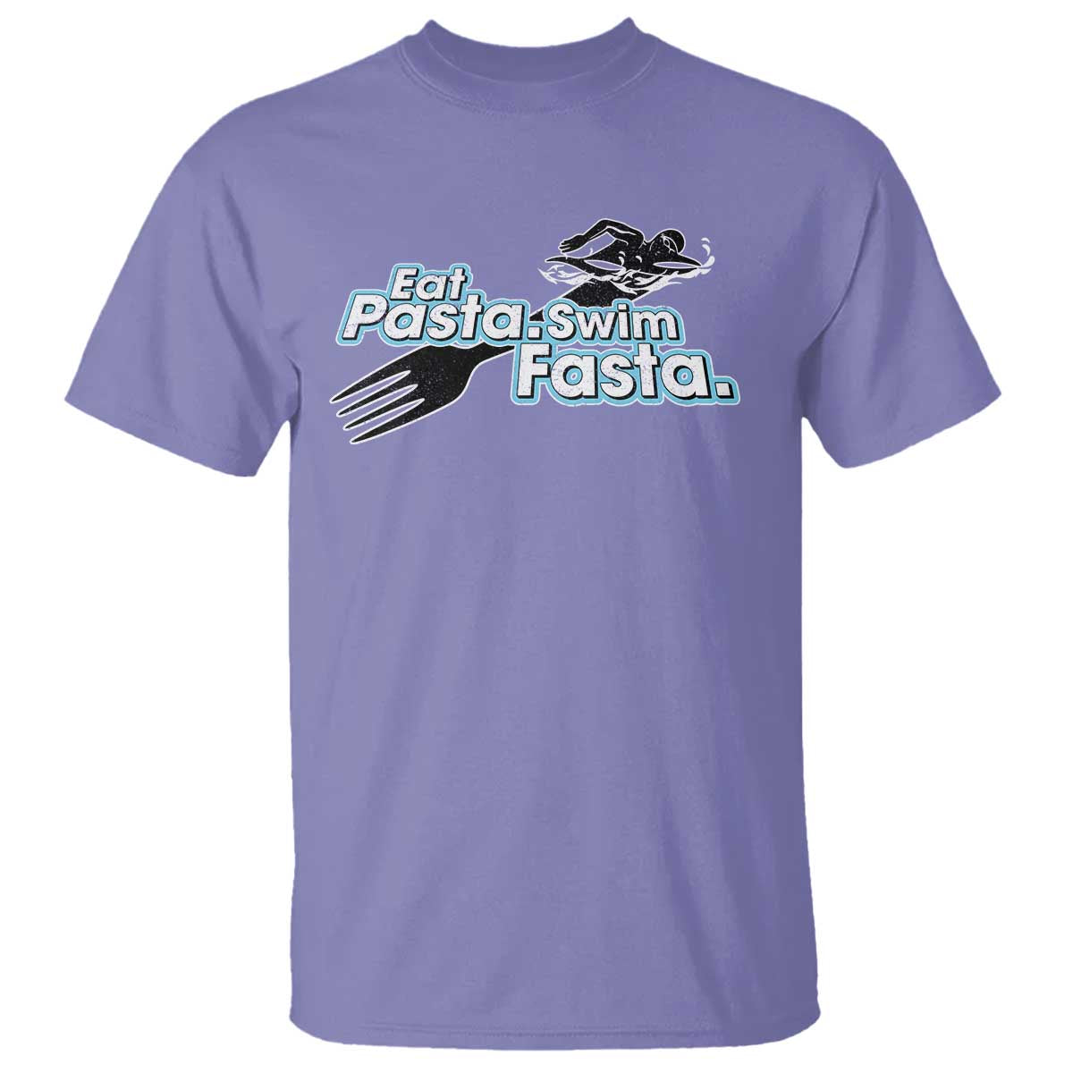 Funny Swimmer T Shirt Eat Pasta Swim Fasta Fork Swimming - Wonder Print Shop
